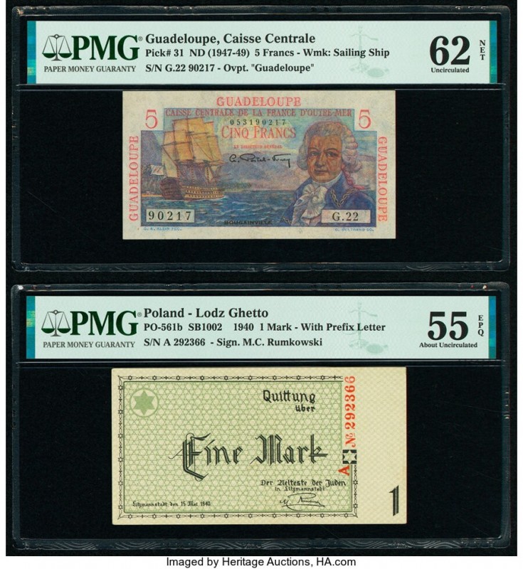 Guadeloupe Caisse Centrale de la France d'Outre-Mer 5 Francs ND (1947-49) Pick 3...