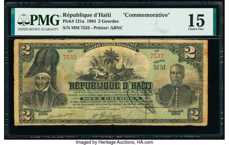 Haiti Treasury 2 Gourdes 1904 Pick 121a Commemorative PMG Choice Fine 15. 

HID0...