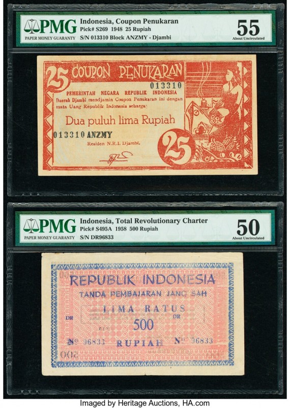 Indonesia Republik Indonesia 25; 500 Rupiah 20.5.1948; 1958 Pick S269; S495A Two...
