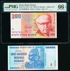 Israel Bank of Israel 200 New Sheqalim 1991 / 5751 Pick 57a PMG Gem Uncirculated 66 EPQ; Zimbabwe Reserve Bank of Zimbabwe 100 Trillion Dollars 2008 P...