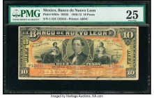 Mexico Banco de Nuevo Leon 10 Pesos 15.5.1912 Pick S361c M435 PMG Very Fine 25. Third party grading company mentions splits.

HID09801242017

© 2020 H...