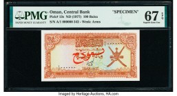 Oman Central Bank of Oman 100 Baisa ND (1977) Pick 13s Specimen PMG Superb Gem Unc 67 EPQ. Red Specimen overprints.

HID09801242017

© 2020 Heritage A...