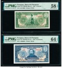 Paraguay Banco del Paraguay 1; 5; 10; 50 Guaranies 1943 Pick 178; 179; 180; 181 Four Examples PMG Choice About Unc 58 EPQ; Choice Uncirculated 64 EPQ ...
