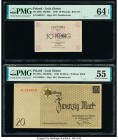 Poland Lodz Ghetto 50 Pfennig; 20 Mark 1940 Pick PO-560a; PO-565a Two Examples PMG About Uncirculated 55; Choice Uncirculated 64 EPQ. 

HID09801242017...