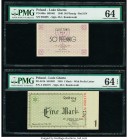 Poland Lodz Ghetto 50 Pfennig; 1 Mark 1940 Pick PO-560a; PO-561b Two Examples PMG Choice Uncirculated 64; Choice Uncirculated 64 EPQ. 

HID09801242017...