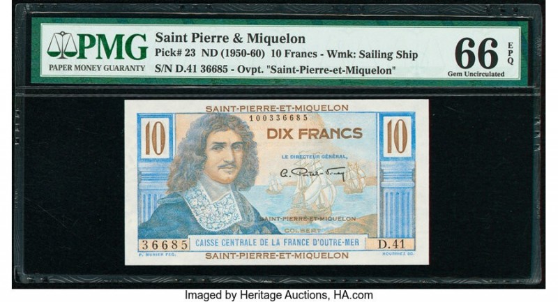 Saint Pierre and Miquelon Caisse Centrale de la France d'Outre-Mer 10 Francs ND ...