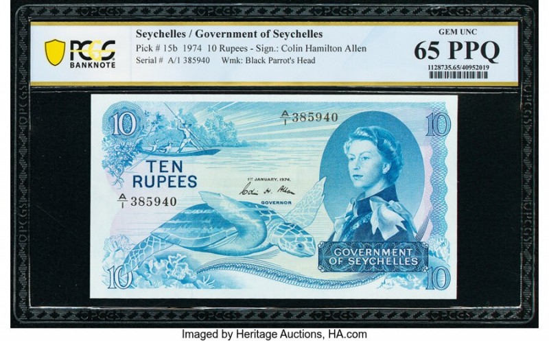 Seychelles Government of Seychelles 10 Rupees 1.1.1974 Pick 15b PCGS GEM UNC 65 ...