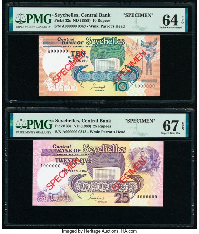 Seychelles Central Bank of Seychelles 10; 25; 50; 100 Rupees ND (1989) Pick 32s;...