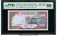 South Vietnam National Bank of Viet Nam 10,000 Dong ND (1975) Pick 36s1 Specimen PMG Gem Uncirculated 66 EPQ. Red overprints.

HID09801242017

© 2020 ...