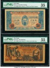 Vietnam Giay Bac Viet Nam 50; 500 Dong ND (1947); 1949 Pick 11c; 31b Two Examples PMG Choice Very Fine 35; About Uncirculated 55. Pick 11c has a small...