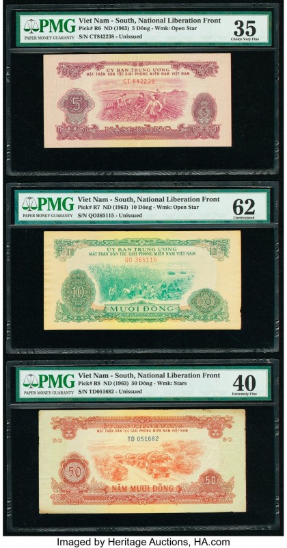 Vietnam Phieu Tiep Te 5; 10; 50 Dong ND (1949-1963) Pick R6; R7; R8 Three Exampl...