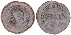 Monedas de la Hispania Antigua
Acci, Guadix (Granada)
Dupondio. AE. A/Busto laureado de Tiberio a izq., delante resello CA. 19.39g. AB.38. Rara así....