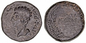 Monedas de la Hispania Antigua
Ebora, Évora (Portugal)
As. AE. A/Cabeza de Augusto a izq., delante D·D, alrededor ley. 11.07g. AB.901. Rara. MBC.