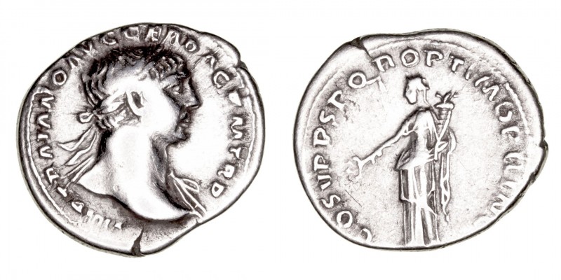 Imperio Romano
Trajano
Denario. AR. (98-117). R/COS.V P.P. S.P.Q.R. OPTIMO PRI...