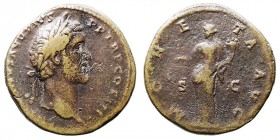 Imperio Romano
Antonino Pío
Sestercio. AE. (138-161). R/MONETA AVG. S.C. 24.96g. RIC.611. Pátina marrón. MBC-.