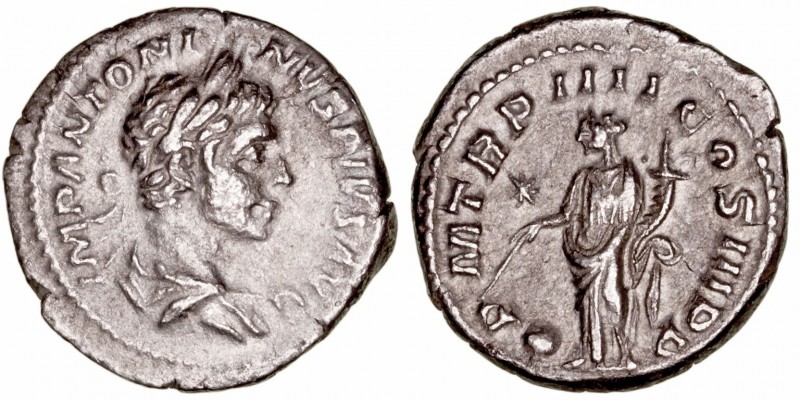 Imperio Romano
Heliogábalo
Denario. AR. (218-222). R/P.M. TR. P. IIII COS. III...