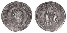 Imperio Romano
Valeriano I
Antoniniano. AR. Antioquía. (255-256). R/PIETAS AVGG. 3.69g. RIC.285. Tonalidad. (MBC-).