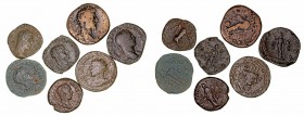 Imperio Romano
Lotes de Conjunto
Sestercio. AE. Lote de 7 monedas. Cinco de ellas son sestercios y dos greco imperiales. BC+ a BC-.