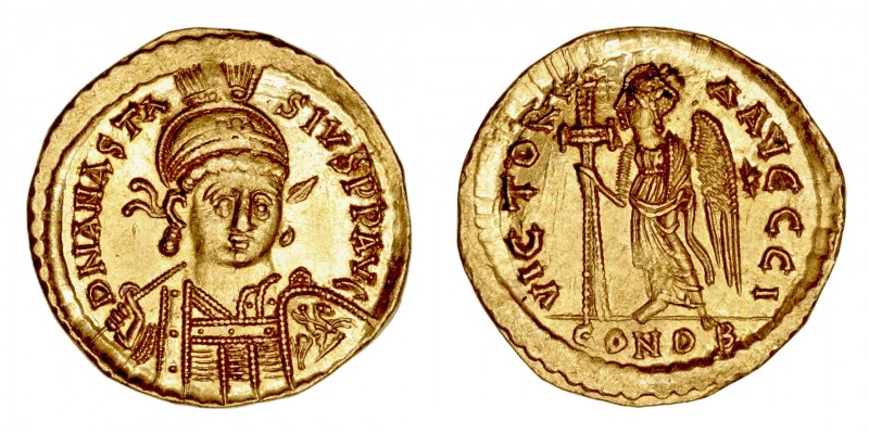 Monedas Bizantinas
Anastasio I
Sólido. AV. Constantinopla. (491-518). R/VICTOR...