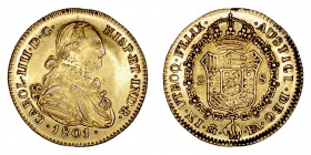 Monarquía Española
Carlos IV
2 Escudos. Platino. Madrid FA. 1801. 6.68g. Barrera 471. Escasa. MBC+.