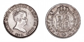 Monarquía Española
Isabel II
Real. AR. Sevilla RD. 1850. 1.26g. Cal.318. Suave y bonita pátina. Rebaba en listel. Escasa así. (EBC).