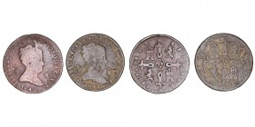 Monarquía Española
Isabel II
8 Maravedís. AE. Lote de 2 monedas. 1842 y 1843 Segovia. BC a RC.