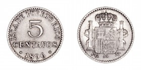 La Peseta
Alfonso XIII
5 Centavos. AR. Puerto Rico. 1896 PGV. 1.26g. Cal.124. Escasa. MBC.
