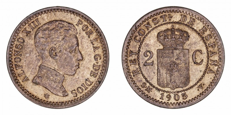 La Peseta
Alfonso XIII
2 Céntimos. AE. 1905 *05 SMV. Cal.11 (2019). MBC+.