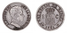 La Peseta
Alfonso XIII
Céntimo. AE. 1906 *6 SMV. 1.04g. Cal.1. Muy rara. (MBC).