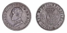 La Peseta
Alfonso XIII
Céntimo. AE. 1913 *3 PCV. 0.91g. Cal.5. MBC.