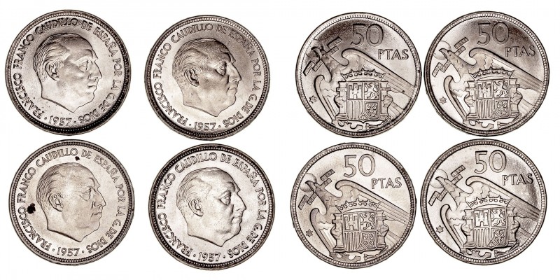 La Peseta
Estado Español
50 Pesetas. Cuproníquel. 1957 *58. Lote de 4 monedas ...