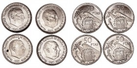 La Peseta
Estado Español
50 Pesetas. Cuproníquel. 1957 *58. Lote de 4 monedas (una con dos puntitos de óxido). Cal.132. Procedentes de cartucho roto...