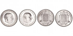 La Peseta
Estado Español
5 Pesetas. Ni. 1949 *19-49. Lote de 2 monedas. Cal.94. Conserva restos de brillo original. EBC+.