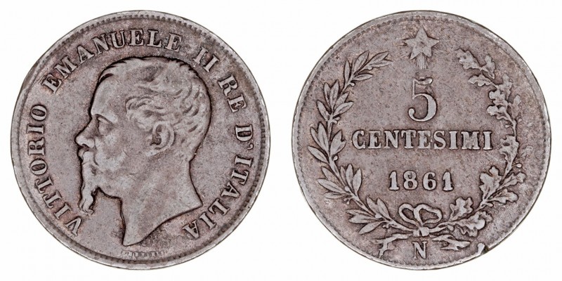 Monedas Extranjeras
Italia Víctor Manuel II
5 Centesimi. AE. Nápoles. 1861 N. ...