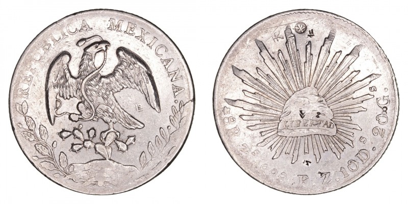 Monedas Extranjeras
Méjico
8 Reales. AR. Zacatecas FZ. 1888. Resellos oriental...