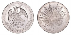 Monedas Extranjeras
Méjico
8 Reales. AR. Zacatecas FZ. 1889. Algún resello oriental. 26.91g. KM.377.13. MBC.