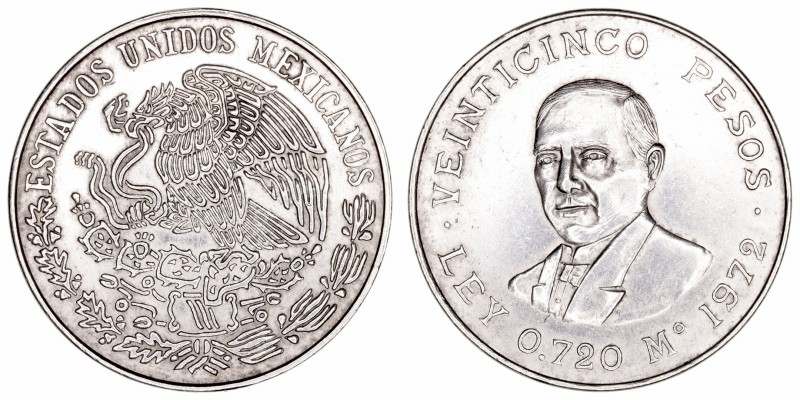 Monedas Extranjeras
Méjico
25 Pesos. AR. 1972. Centenario de la muerte de Beni...