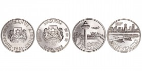 Monedas Extranjeras
Singapur
5 Dólares. Cuproníquel. Lote de 2 monedas. 1981 y 1982. KM.19 y 22. EBC.