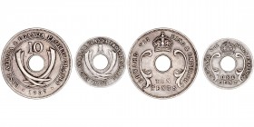 Monedas Extranjeras
Uganda Eduardo VII
Lote de 2 monedas. CuNi. Cent 1909 y 10 Cents 1907. KM.2 y 5a. MBC-.