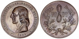 Medallas
Alfonso XIII
Medalla. AE. Sevilla recibe los restos de Colón, 1899. Firmada E.L.L. en el corte. 50.00mm. Preciosa pieza. SC-.