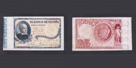 Billetes
Banco de España
25 Pesetas. 24 Julio 1893. Sin serie. Jovellanos. ED.300. Ligeramente reparado en margen superior de doblez central, por lo...