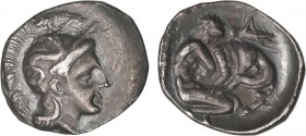 GREEK COINS
Dióbolo. 302-281 a.C. TARAS. CALABRIA. Anv.: Cabeza de Atenea con casco a derecha. Rev.: Hércules a derecha estrangulando al león de Neme...