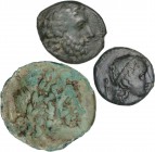 GREEK COINS
Lote 3 monedas AE18. 330-275 a.C. BRUTTIUM. Vibo Valentia (Hipponium). AE. Una del tipo Zeus a derecha/ ánfora y tridente a izquierda (SN...