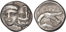 GREEK COINS
Estátera. 400-350 a.C. ISTROS. TRACIA. Anv.: Dos cabezas masculinas de frente, una derecha y otra invertida. Rev.: Águila a izquierda ata...