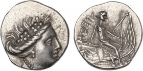 GREEK COINS
Tetróbolo. 197-146 a.C. HISTIAIA. EUBOIA. Anv.: Cabeza de la Ninfa Histiaia a derecha. Rev.: Ninfa sentada a derecha sobre proa de nave, ...