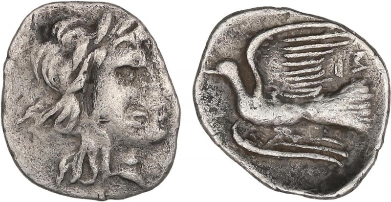 GREEK COINS
Óbolo. 360-323 a.C. SIKYON. Anv.: Cabeza laureada de Apolo a derech...