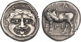 GREEK COINS
Hemidracma. 400-350 a.C. PARION. MISIA. Anv.: Cabeza de Gorgona rodeada de serpientes. Rev.: QA-PI. Toro en pie a izquierda con la cabeza...