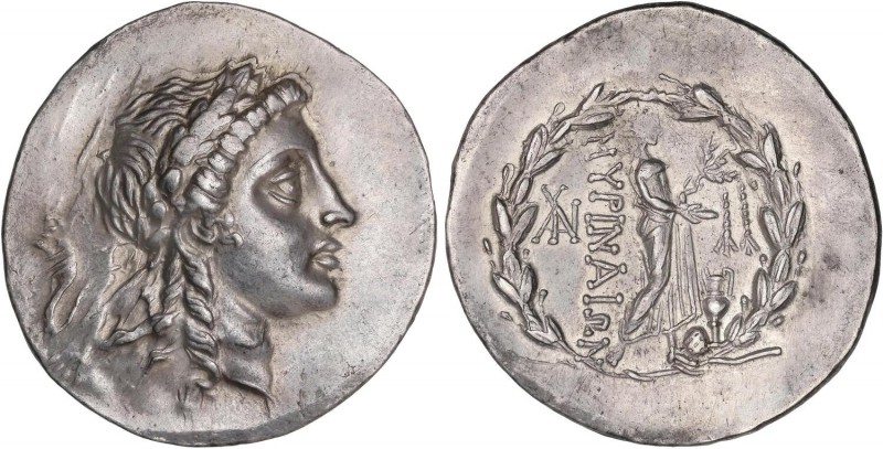 GREEK COINS
Tetradracma. 190 a.C. MYRINA. AIOLIS. Anv.: Cabeza laureada de Apol...