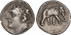 GREEK COINS
Shekel. Siglo II a.C. CARTAGO. ZEUGITANIA. Anv.: Cabeza masculina laureada y diademada a izquierda. Rev.: Elefante a derecha, debajo leye...