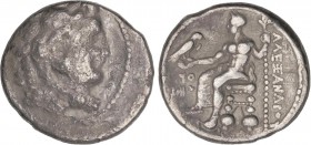 GREEK COINS
Tetradracma. 336-323 a.C. ALEJANDRO MAGNO. AKE. Anv.: Cabeza de Hércules con piel de león a derecha. Rev.: Zeus entronizado a izquierda, ...
